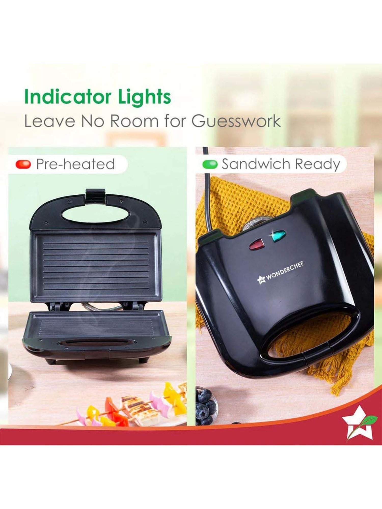 Borosil Sandwich Maker 2000W with Non stick coating (Black)