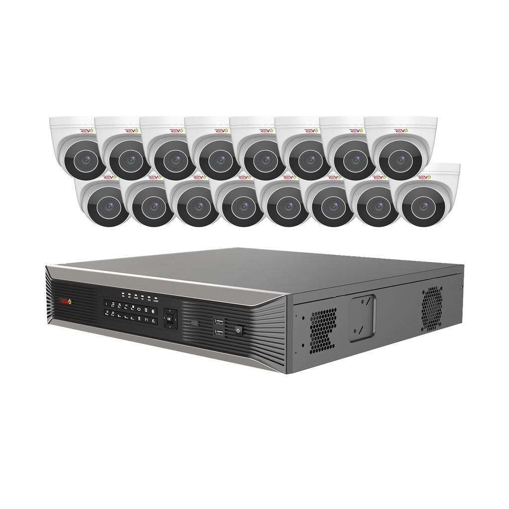 Revo America RUP161BNDL-13 Ultra HD Plus 16 Channel NVR Surveillance System with 16 Audio Capable Motorized Cameras