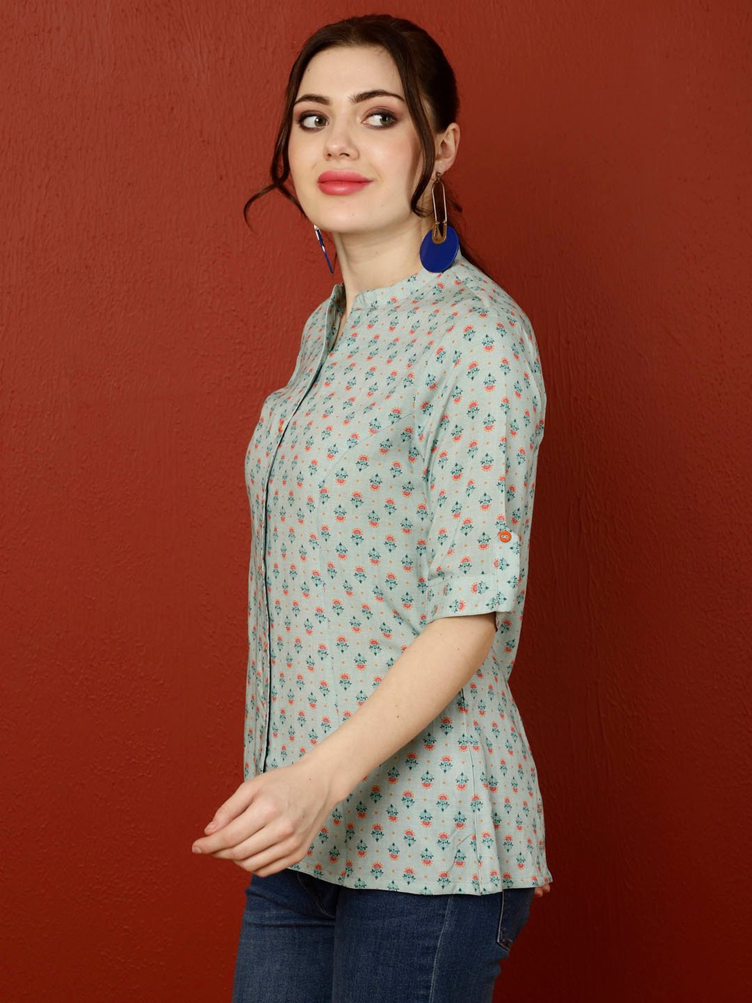 Jaipur Kurti Blue Printed Tunic