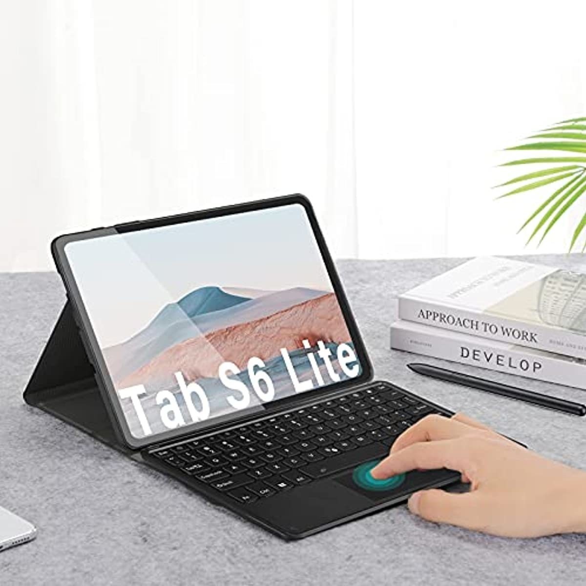 Jelly Comb Backlit Bluetooth Keyboard Case Touch for Samsung Galaxy Tab S6 Lite 10.4" 2020 (SM-P610/SM-P615), Wireless Keyboard with Trackpad & 7-Color Backlight & Protective Cover, Black