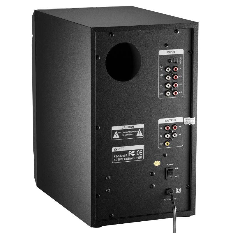 Frisby Audio 125 Watt Home Theater 5.1 Surround Sound Speaker System with Subwoofer, Bluetooth Wireless Streaming from Devices & Media Reader, RGB LED Pulse Lighting, Digital Optical Input &ndash; Black