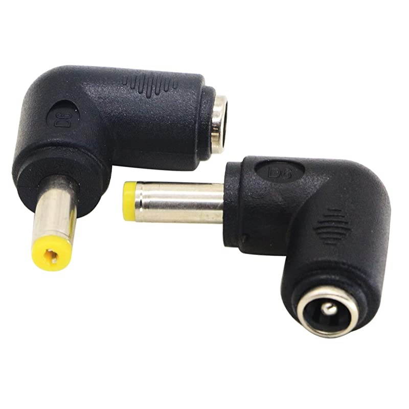 DC48x17mm Male 90 Degree Angle to DC55x21mm Female Adapter 5 Volt DC Barrel Power Jack Charging Cable Connector for Tablet DC48x17mm2pack
