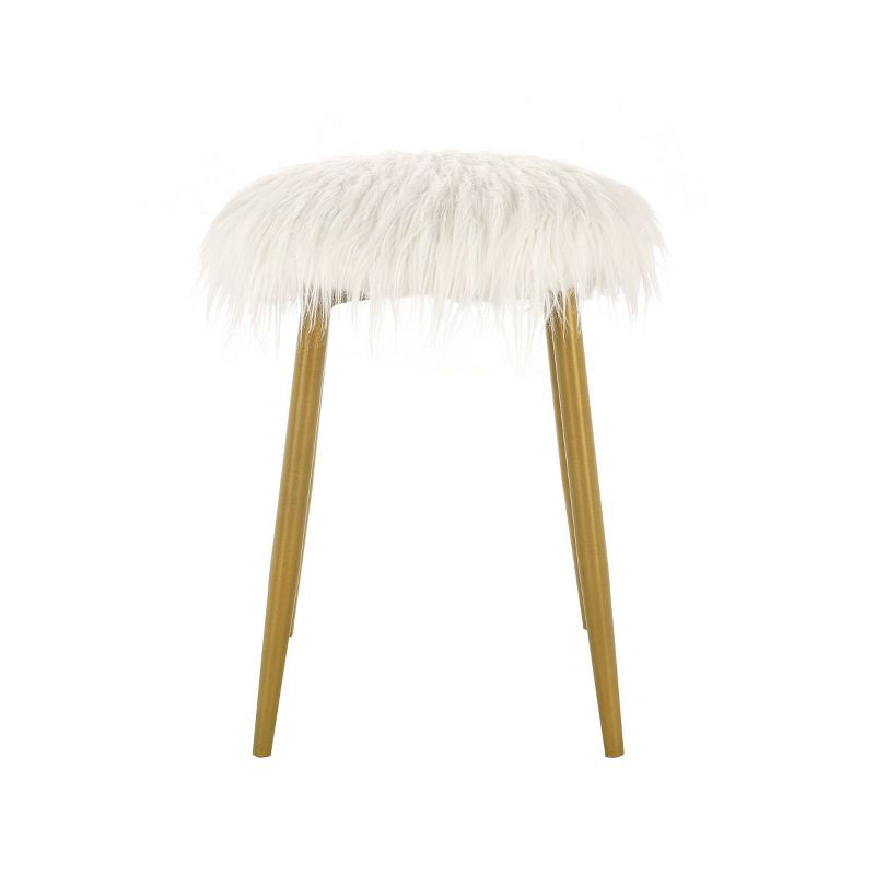 Madison Faux Fur Ottoman/Foot Rest White/Gold - Carolina Chair & Table