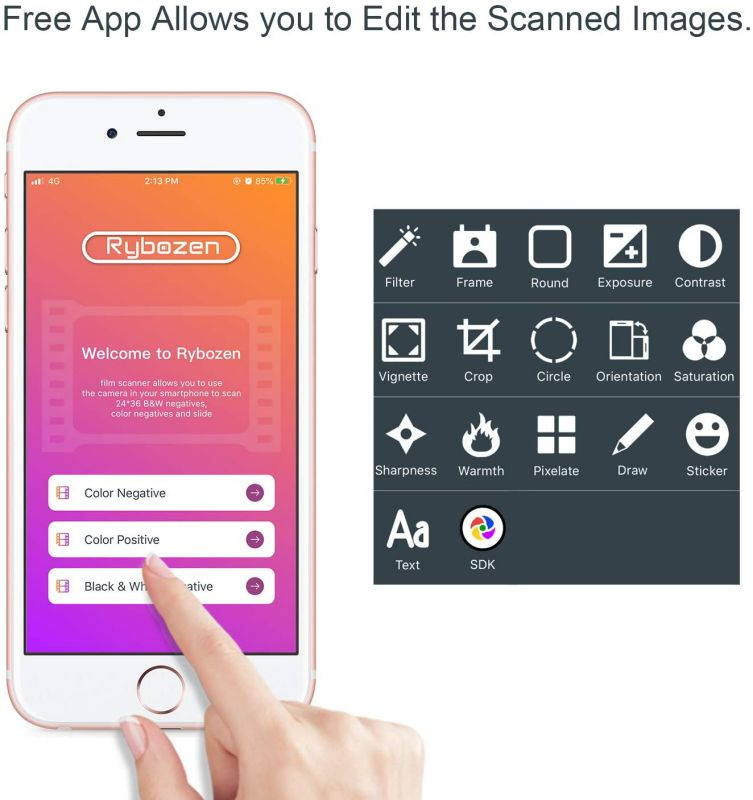Mobile Film and Slide Scanner, Converts 35mm Slides & Negatives into Digital Photos with Your Smartphone Camera, Interesting Presents and Toys with LED Backlight(2AA Batteries not Included)