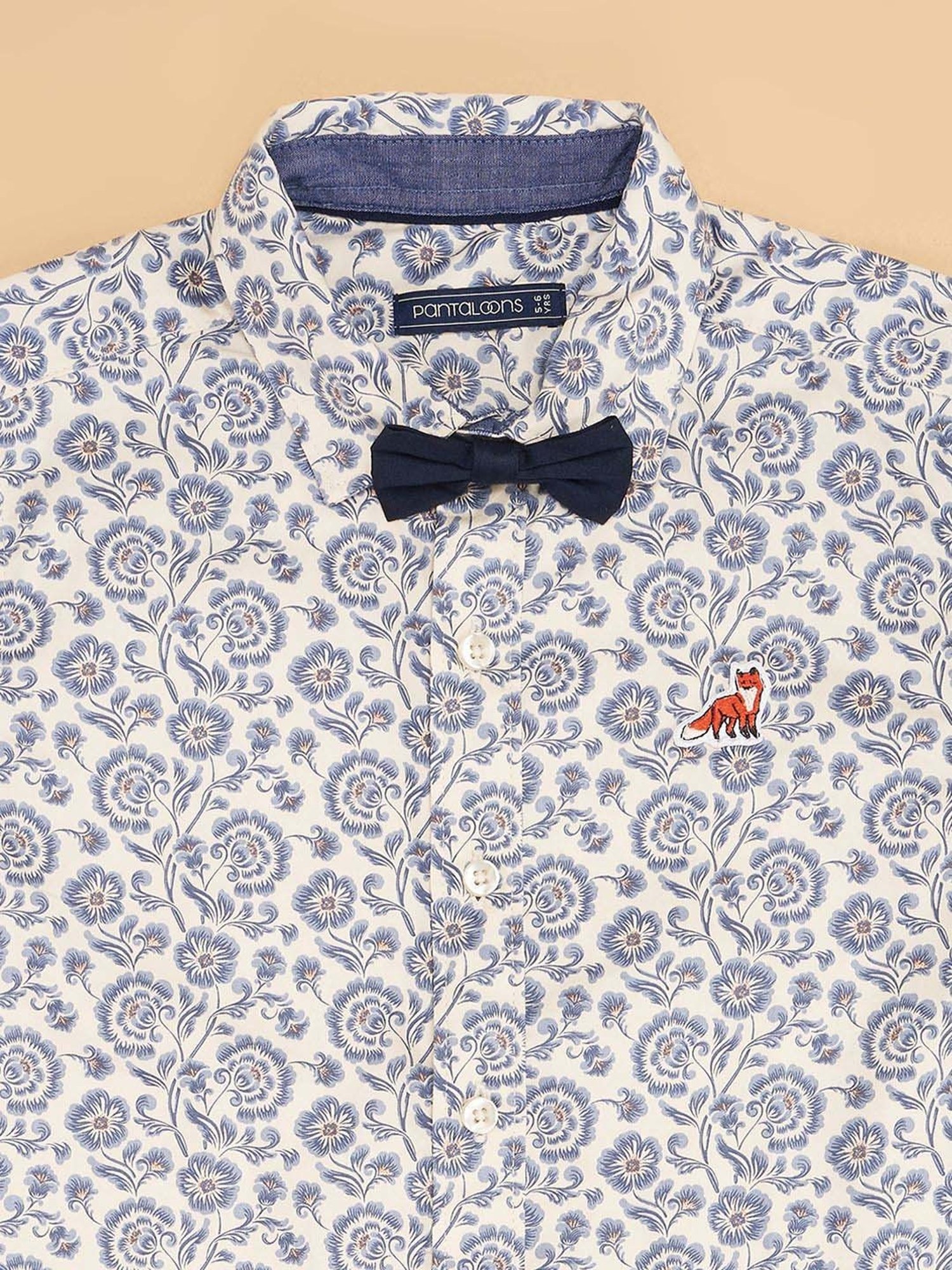 Pantaloons Baby Kids Blue Indigo Cotton Printed Full Sleeves Shirt