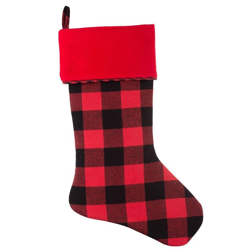 2pk 20in HangRight Buffalo Check Christmas Stocking Black/Red - Haute Decor