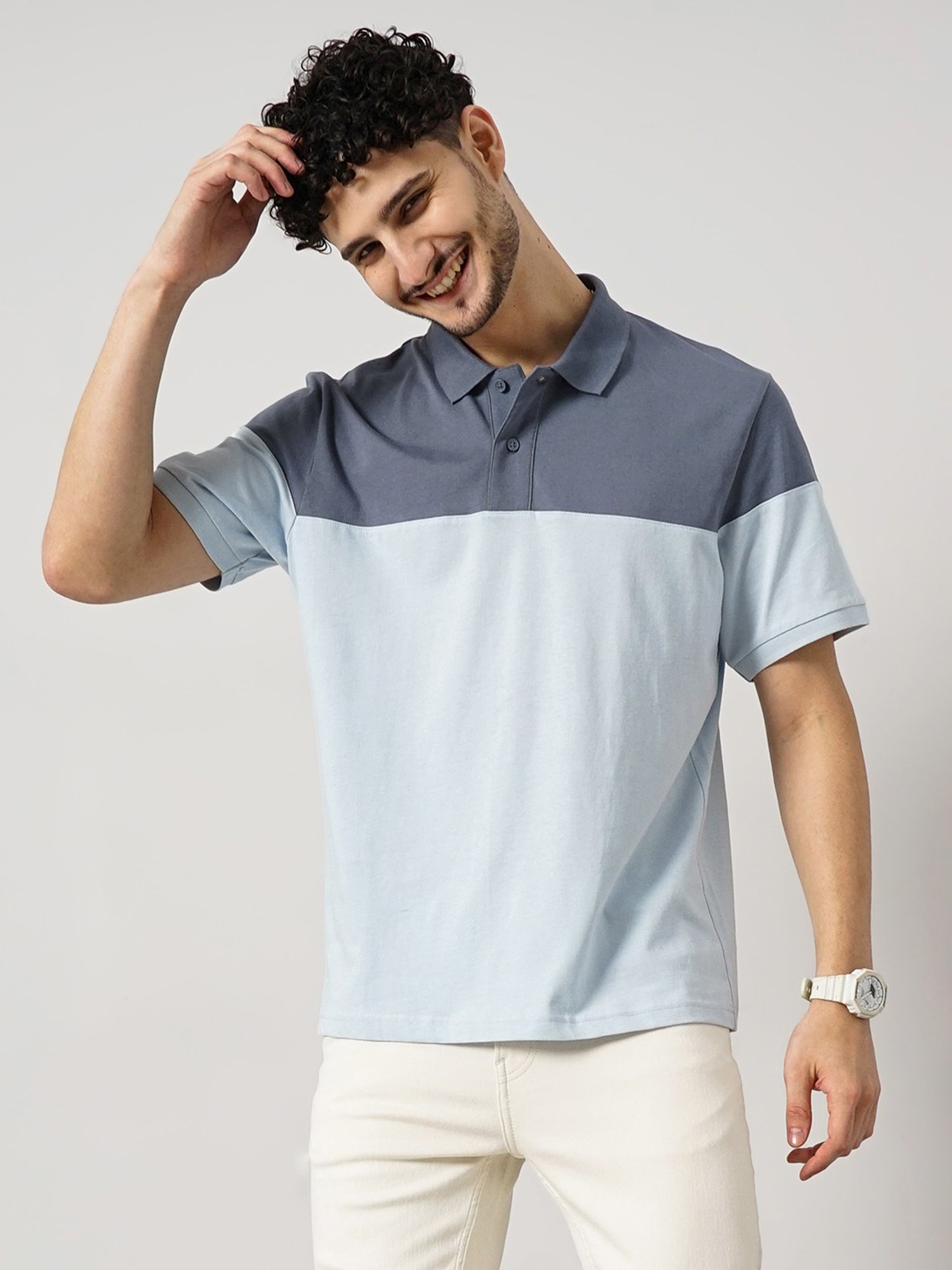 celio* Blue Regular Fit Cotton Polo T-Shirt