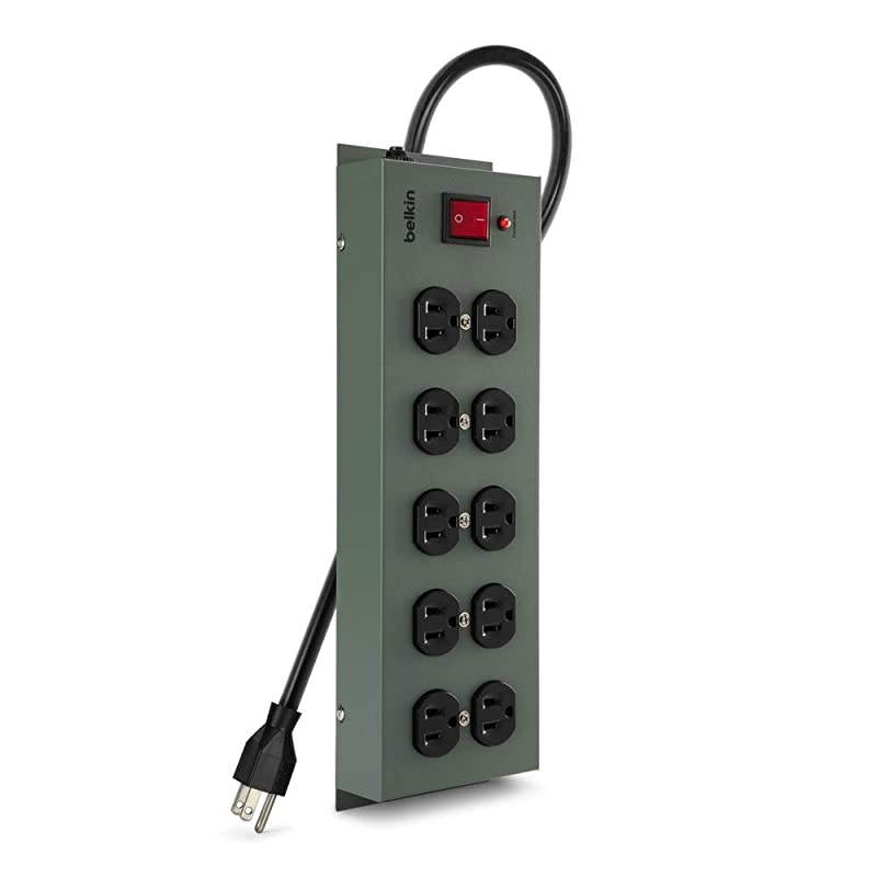 10Outlet Metal Power Strip Surge Protector 15ft Cord