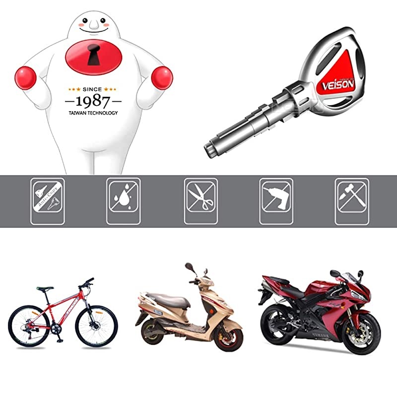 Disc Lock For Motorcycle and Bicycle With 6mm Lock Pin And Remind Cable Heavy Duty Body No Key To LockBlack