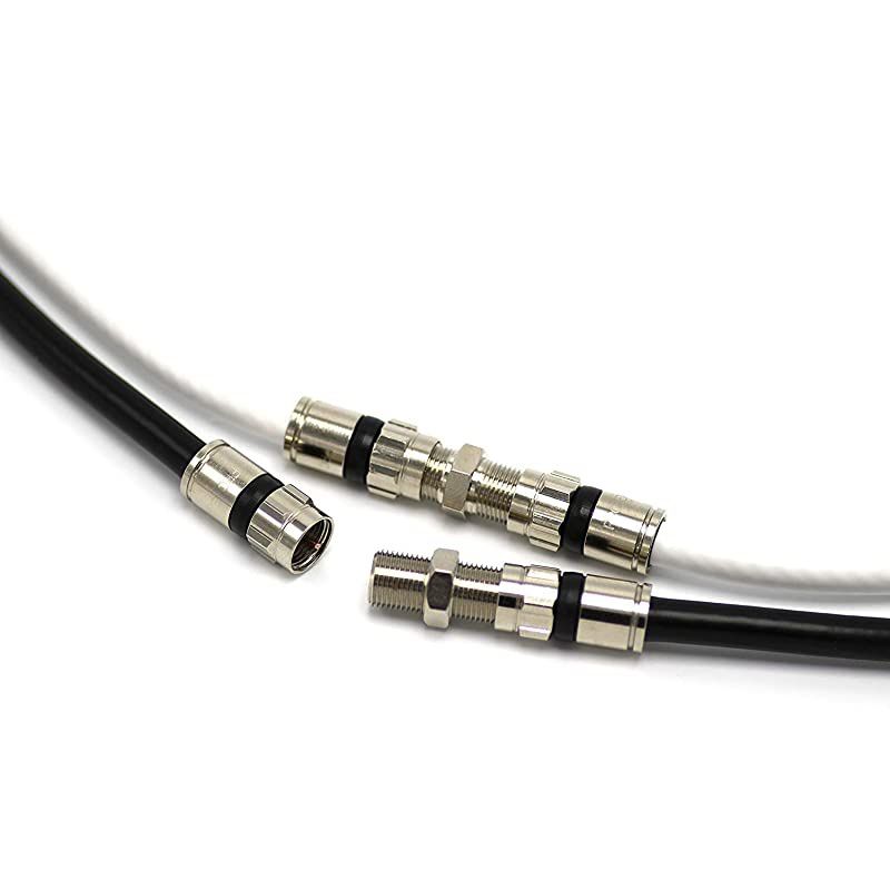 Dual RG6 Coax Twin Coaxial Cable (Siamese Cable) 18AWG Coaxial Cable Satellite, Antenna, & CATV Grade with Compression Connectors, Black
