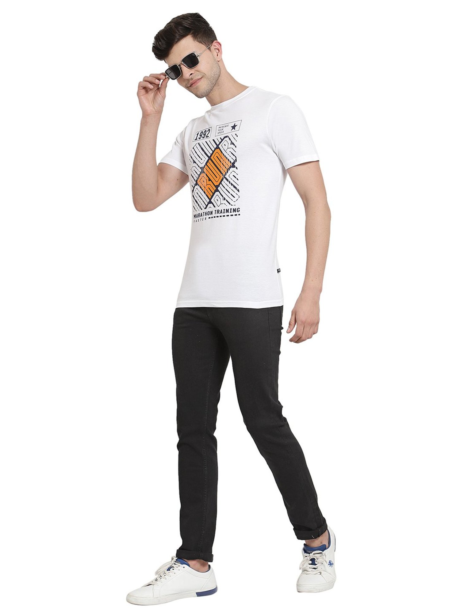 Proteens White Printed Round Neck T-Shirt