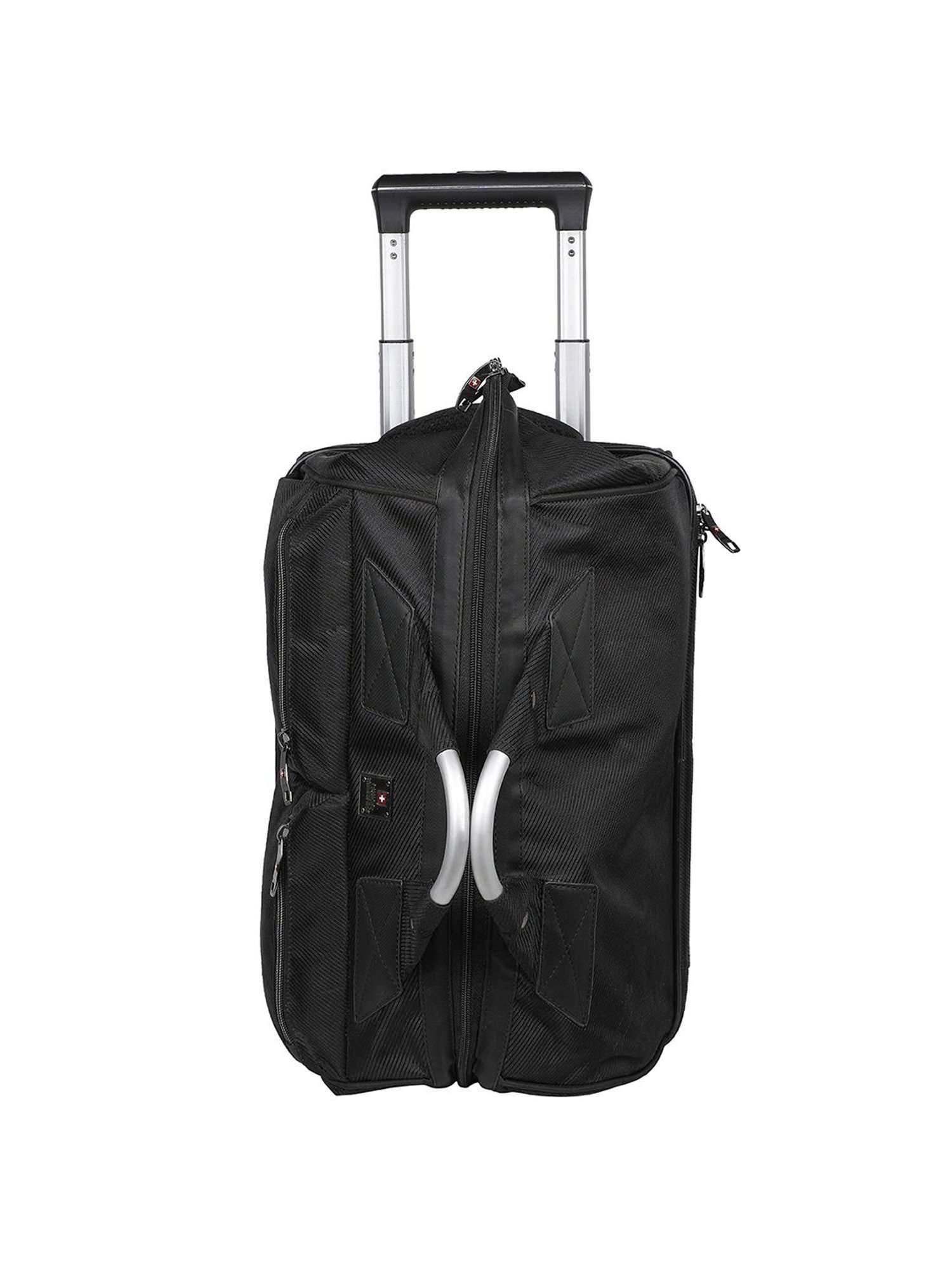 Swiss Military Black 2 Wheels Medium Duffle Trolley Bag - 45 cm