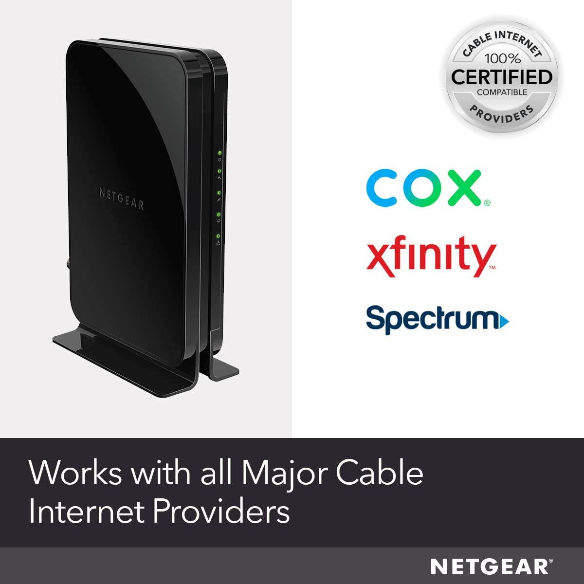 NETGEAR Cable Modem CM500 For Cable Plans Up to 300 Mbps | DOCSIS 3.0 Compatible With All Cable Providers Including Xfinity by Comcast, Spectrum, Cox