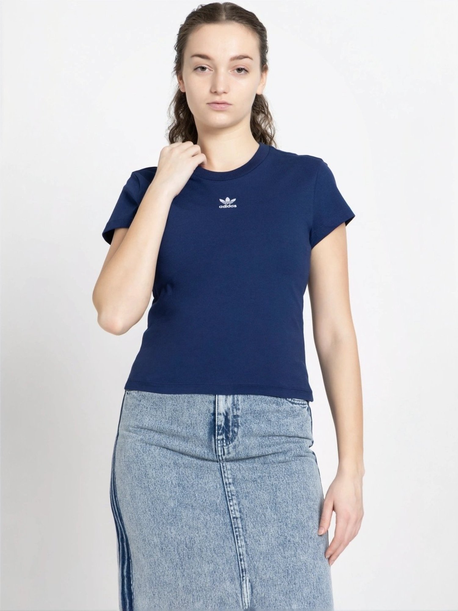 Adidas Originals Blue Cotton Plain Sports T-Shirt