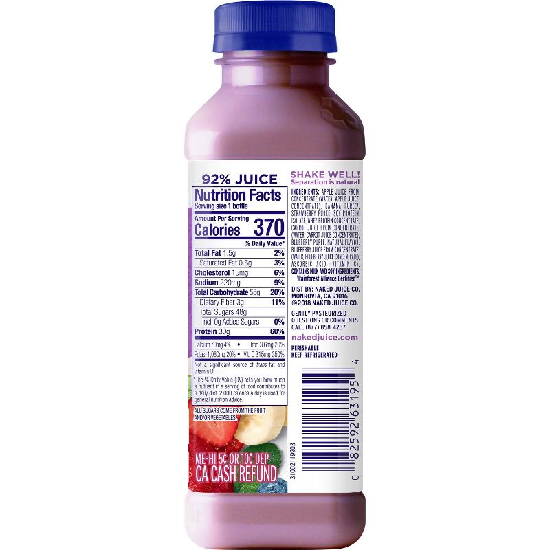 Naked All Natural Protein Zone Double Berry Protein Juice Smoothie  -15.2oz