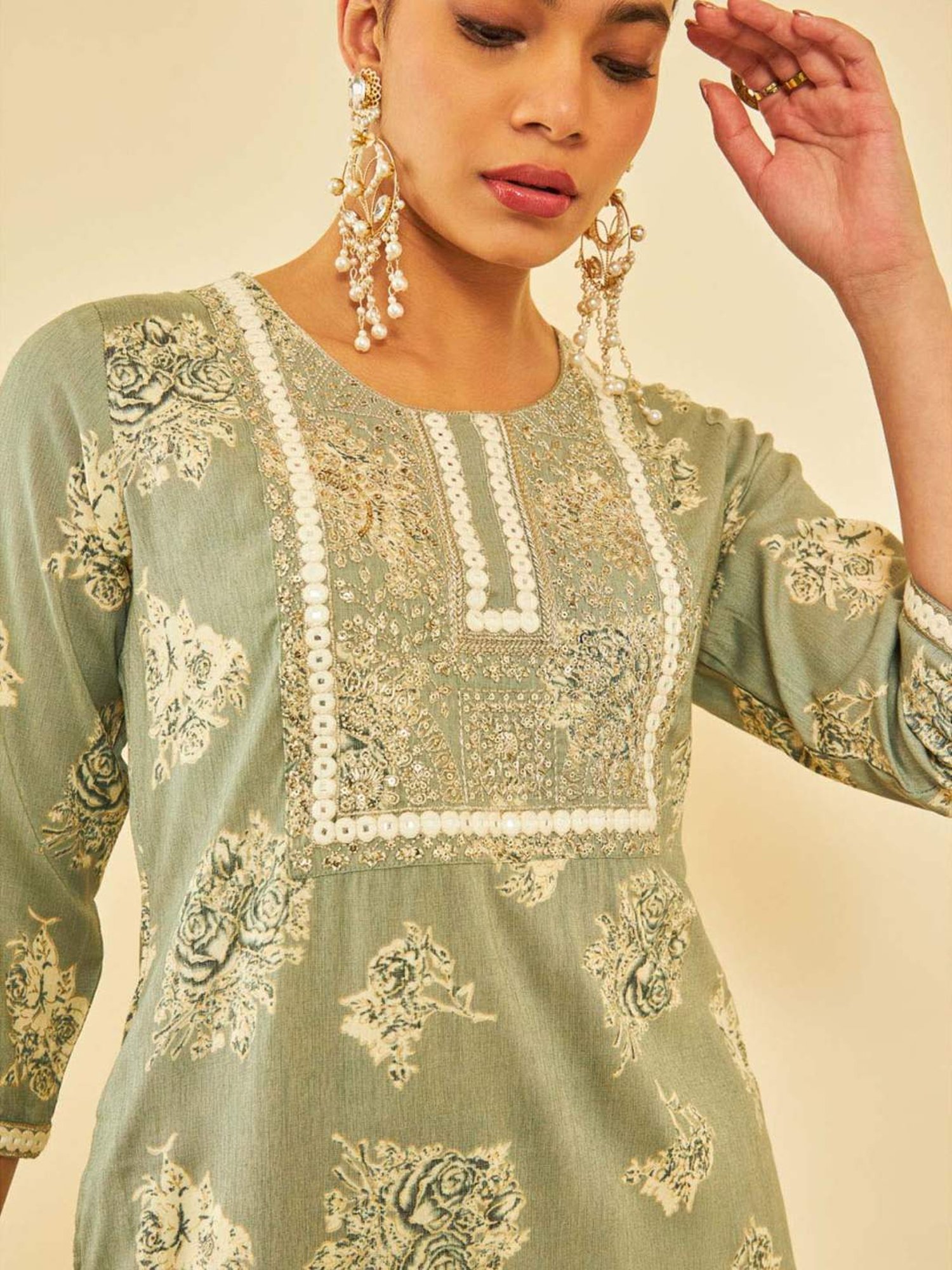 URBAN MYSTIC Black Rayon Embroidered Kurta & Sharara Set