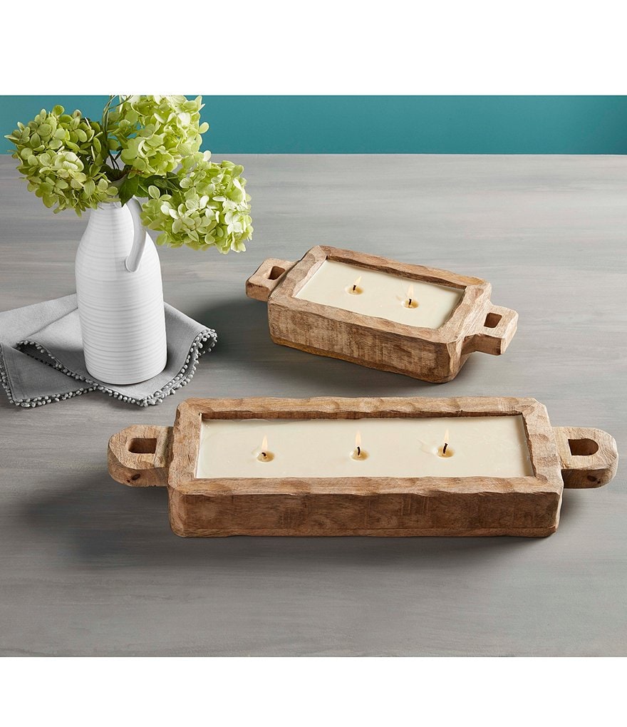 Mud Pie Rectangular Mango Wood Candle