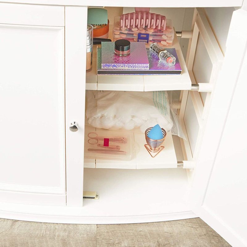 Juvale 2 Tier Under Sink Organizer, Kitchen Cabinet Storage (White, 24.7 x 10.8 x 15.5 In)