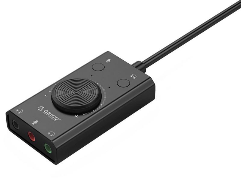ORICO Portable USB External Sound Card Microphone Earphone Two-in-One With 3-Port Output Volume Adjustable For Windows/Mac/Linux