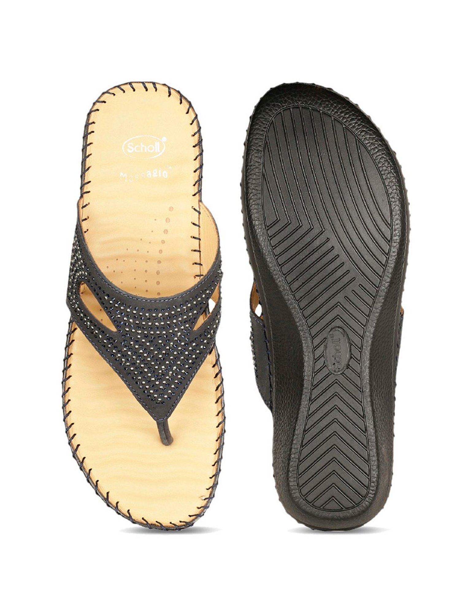 Scholl by Bata Women's Grey Thong Wedges