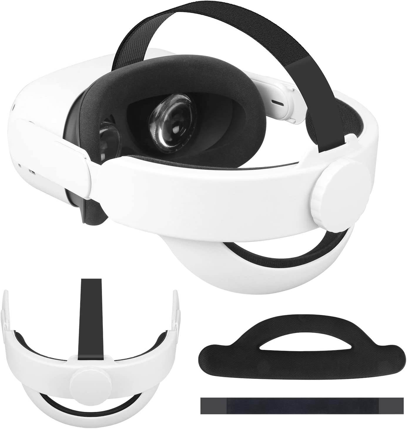 Adjustable Head Strap for Oculus Quest 2 Headband Replacement for Oculus Quest 2 Elite Strap,Enhanced Comfort and Support Oculus Quest 2 Accessories (White)