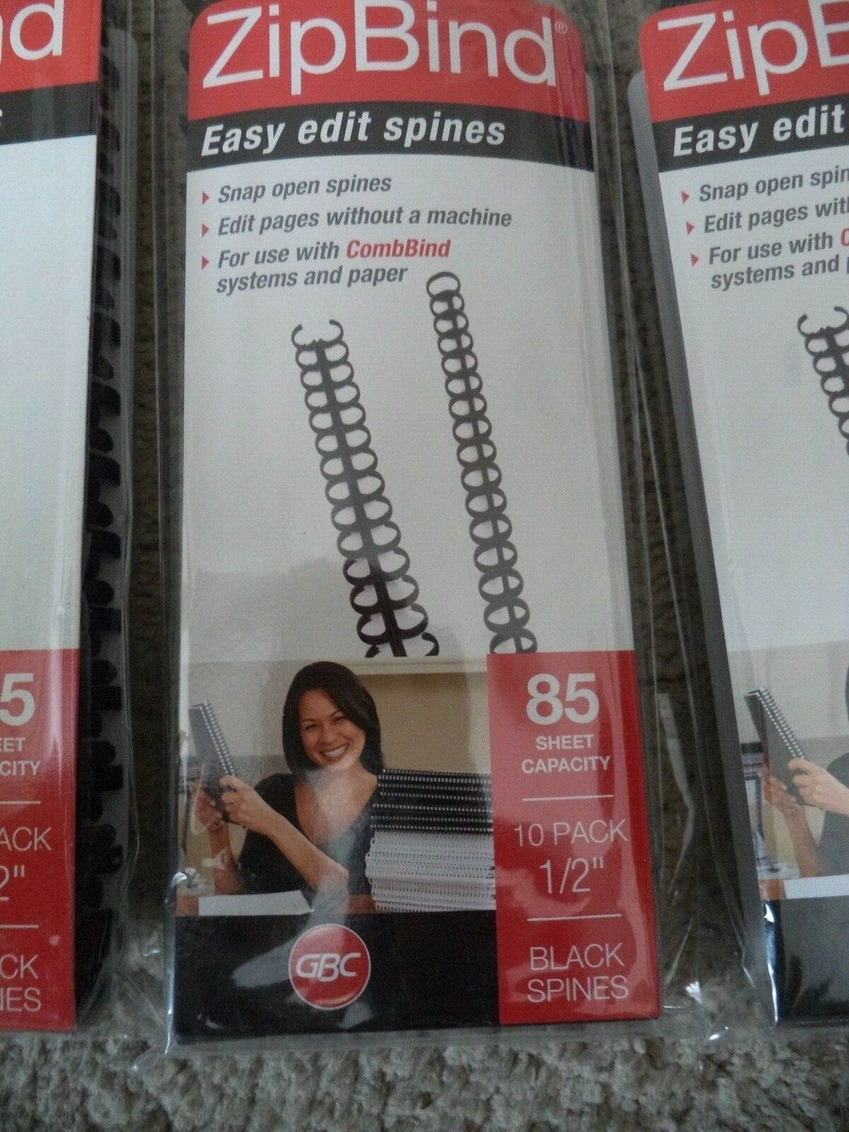 50 Pack GBC Zipbind 1/2&rdquo; Black Easy Edit CombBind Spines 85 SHEET CAPACITY 15033