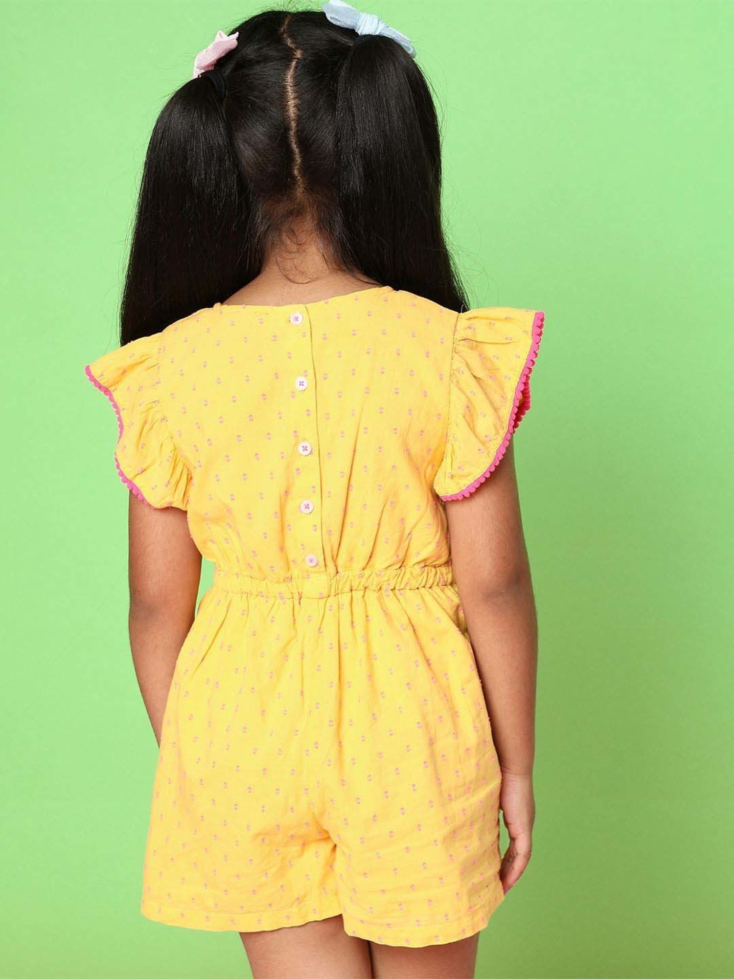 Nauti Nati Kids Yellow Cotton Printed Jumpsuit