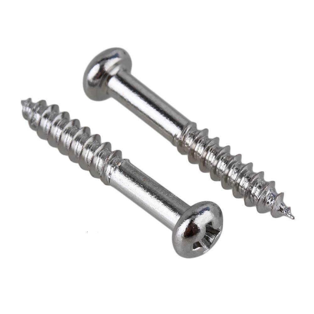 BQLZR 2.6mm Thread Dia Chrome Guitar Pickup Mounting Screws 28.5mm Length Set