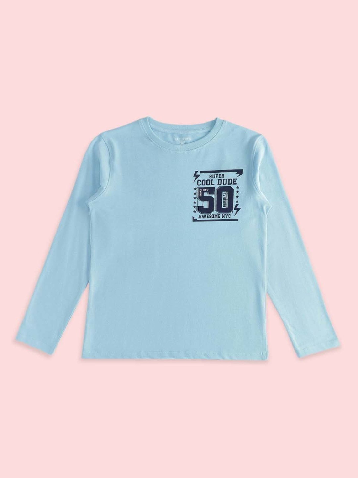 Pantaloons Baby Kids Yellow & Blue Cotton Printed Full Sleeves T-Shirt