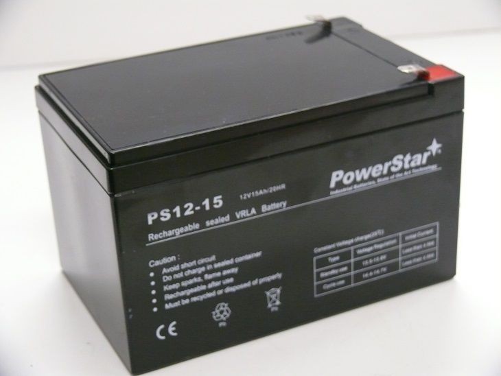 PowerStar&reg;12V 15Ah F2 UPS Battery Replaces Gruber Power GPS12-12, GPS-12-12F2