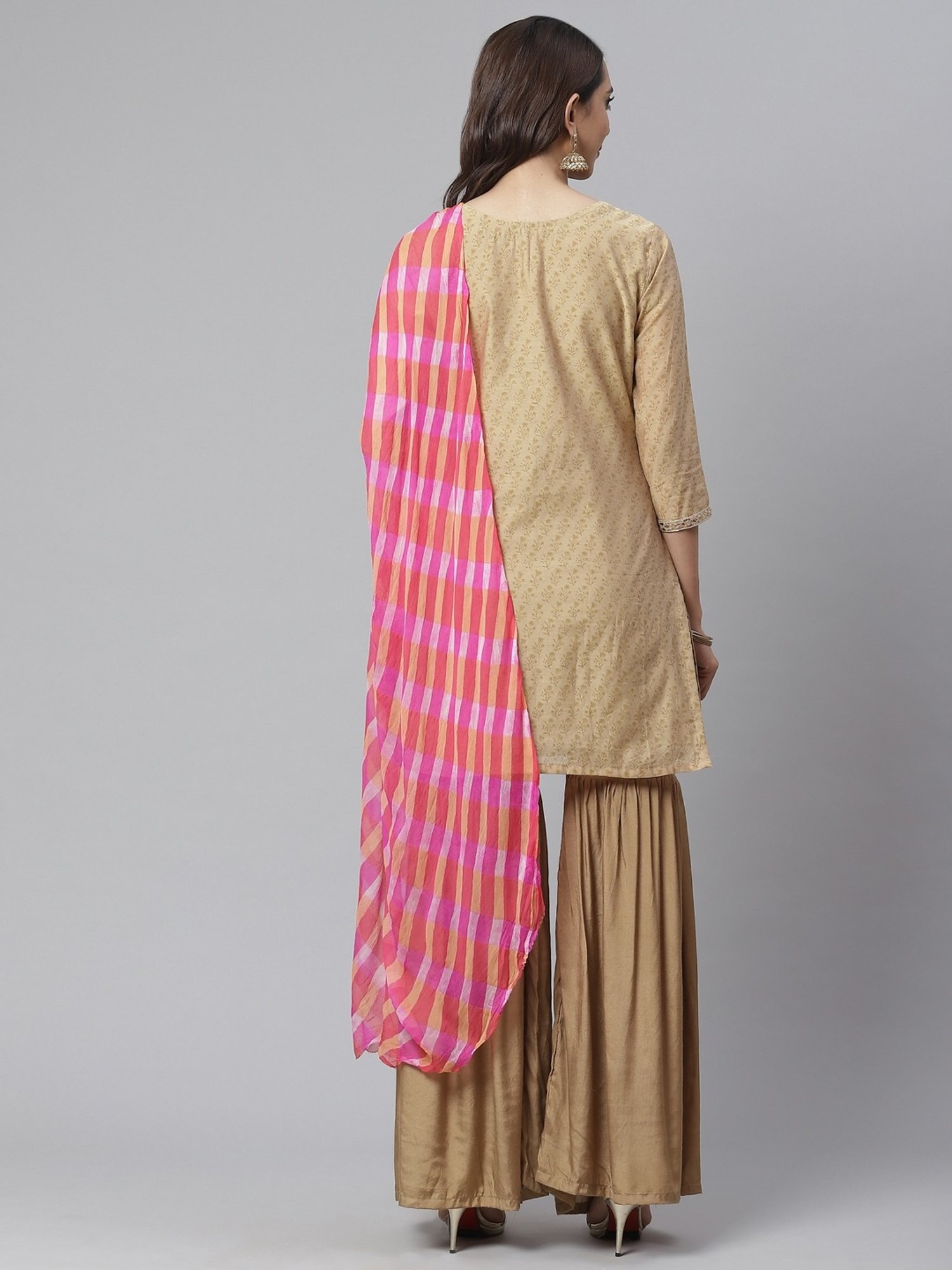 Readiprint Fashions Beige Embroidered Unstitched Dress Material with Dupatta