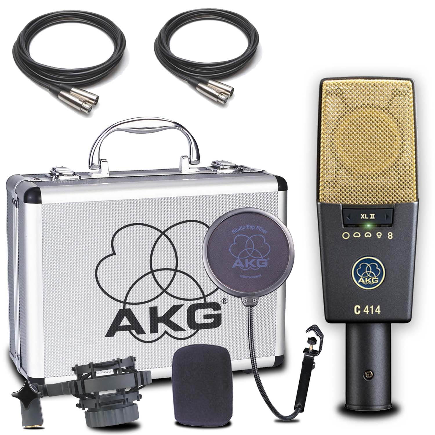 AKG C414 XLII Multi-Pattern Large-Diaphragm Condenser Microphone - Includes - 2-Year Extended Warranty