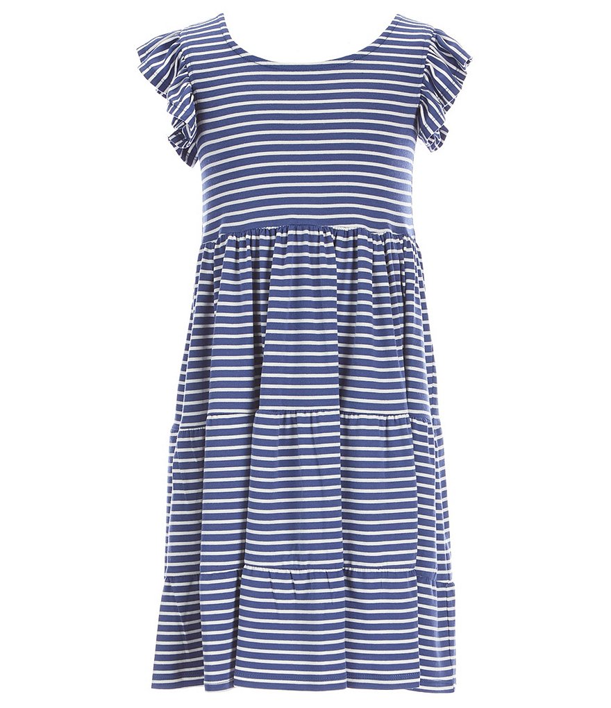 Bonnie Jean Big Girls 7-16 Flutter-Sleeve Striped Tiered A-Line Dress