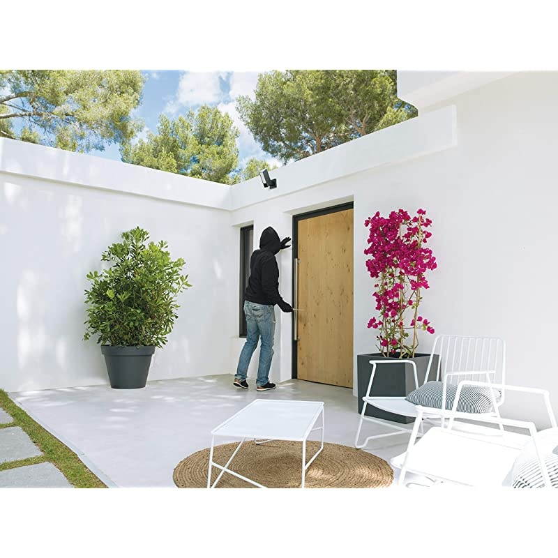 Smart Outdoor Security Camera, WiFi, Integrated Floodlight, Movement Detection, Night Vision, Without Fees, NOC01-US, Black Aluminium