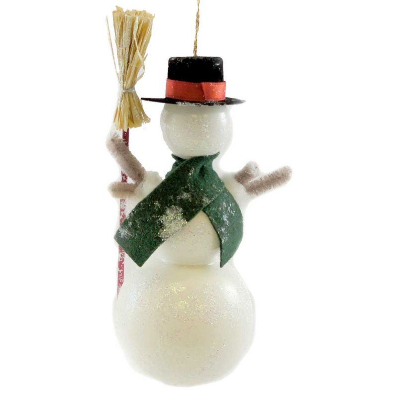 Italian Ornaments 6.25" Snowman With Broom Ornament Snowman Broom  -  Tree Ornaments