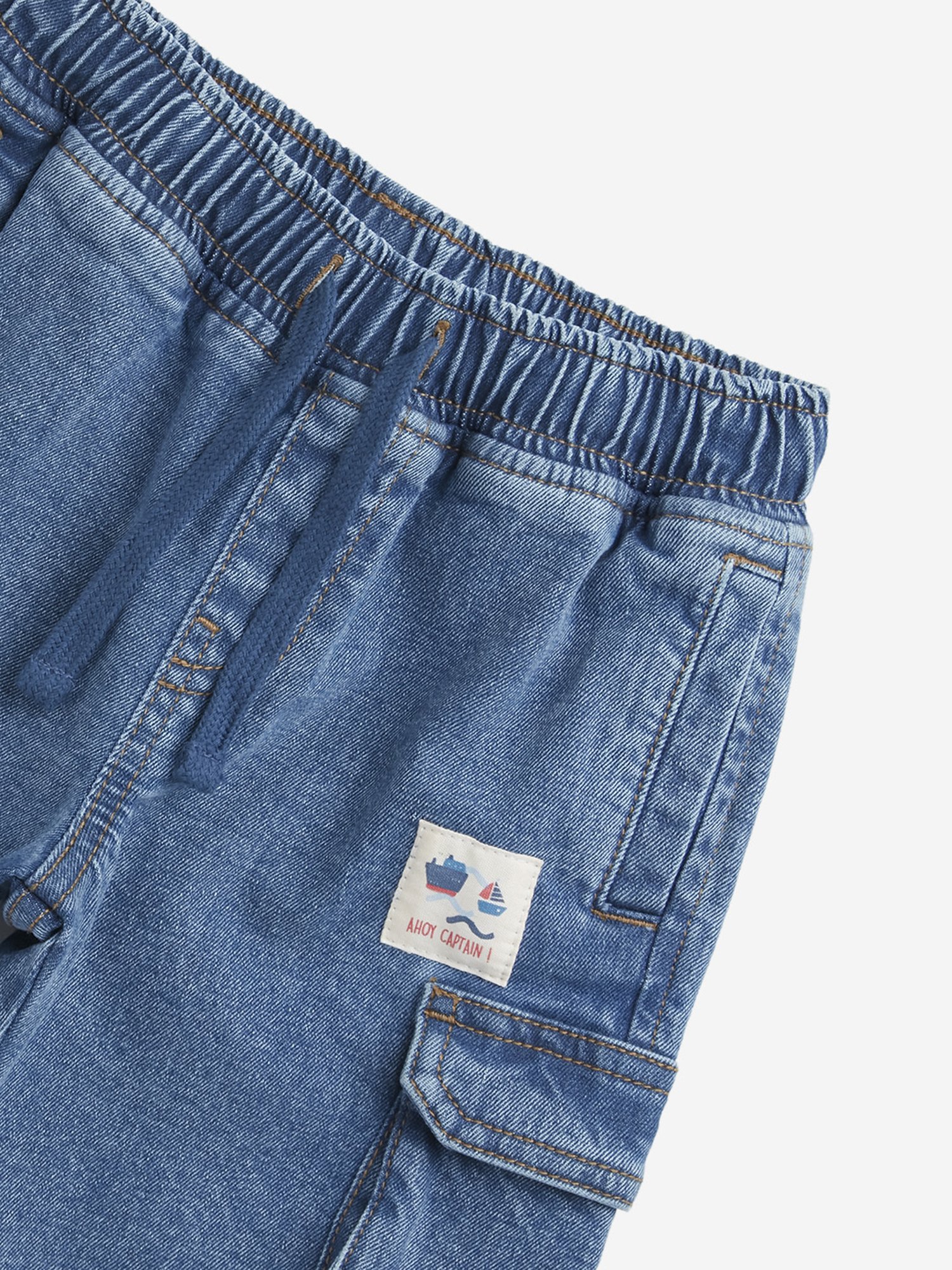 HOP Kids by Westside Blue Cargo-Style High-Rise Denim Shorts