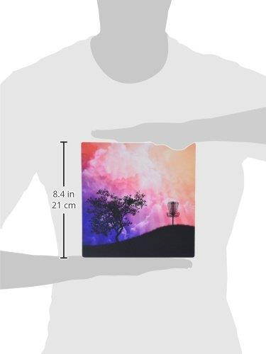 3dRose LLC Basket on a Hill Silhouette of a Frisbee Disc Golf Basket with Chain on Colorful Hill Pattern Mouse Pad (mp_23727_1)