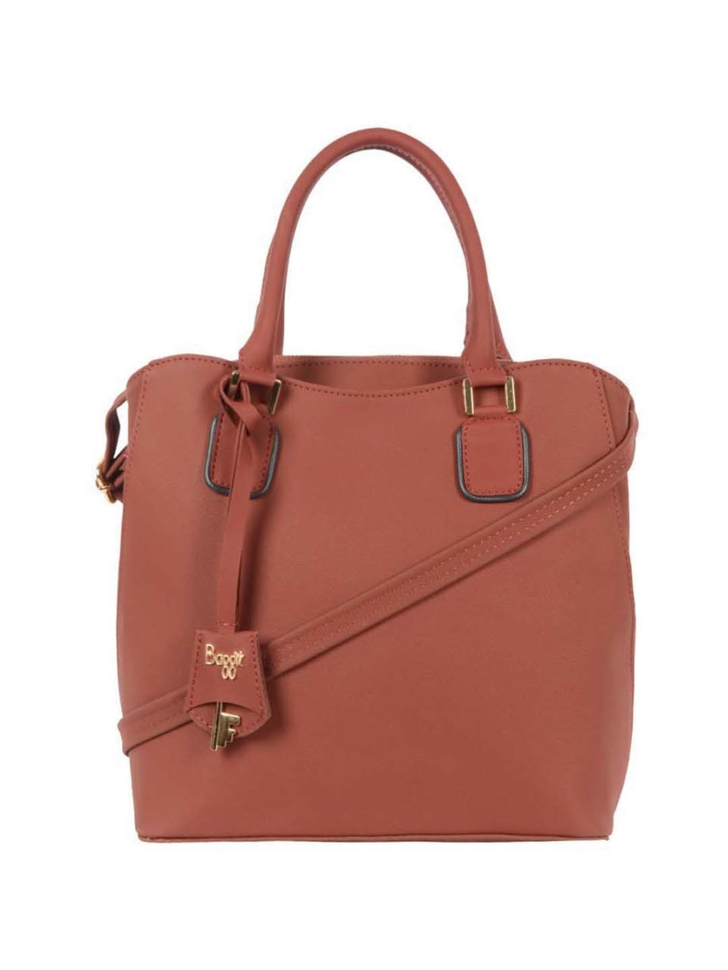 Baggit Tan Solid Medium Handbag