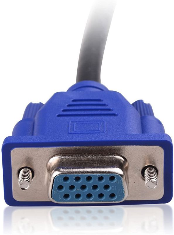 Attoe VGA Monitor Y-Splitter Cable,VGA 1 Male to Dual 2 VGA Female Adapter Converter Video Cable for Screen Duplication - 1 Foot