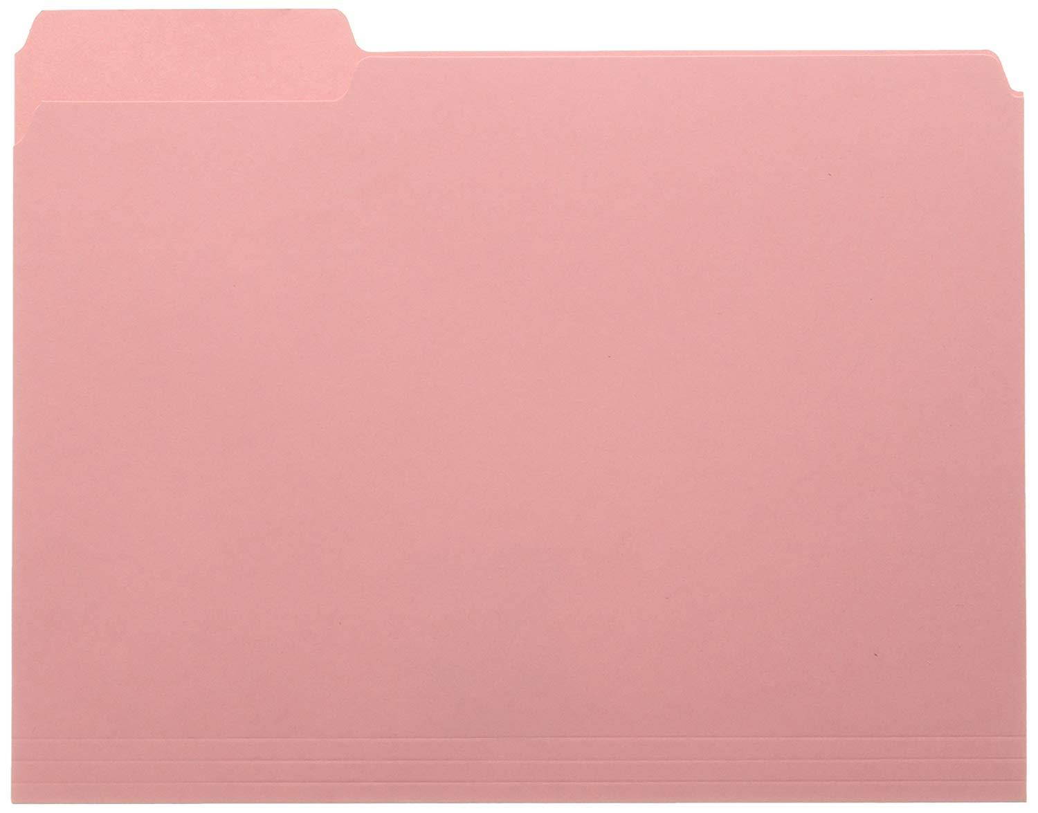 Smead Interior File Folder, 1/3-Cut Tab, Letter Size, Pink, 100 per Box (10263)