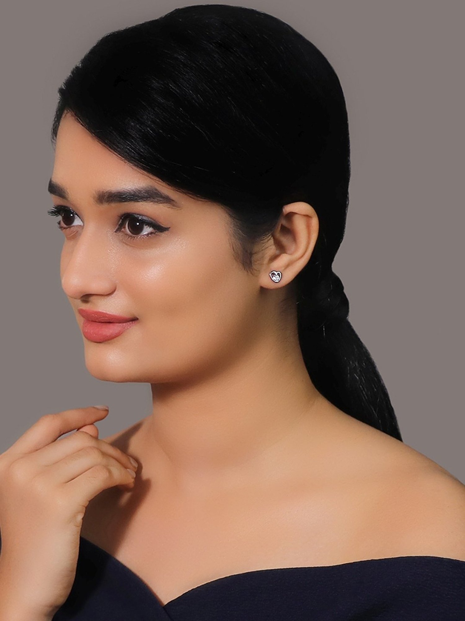 GIVA Anushka's 92.5 Sterling Silver Tiny Heart Earrings for Women