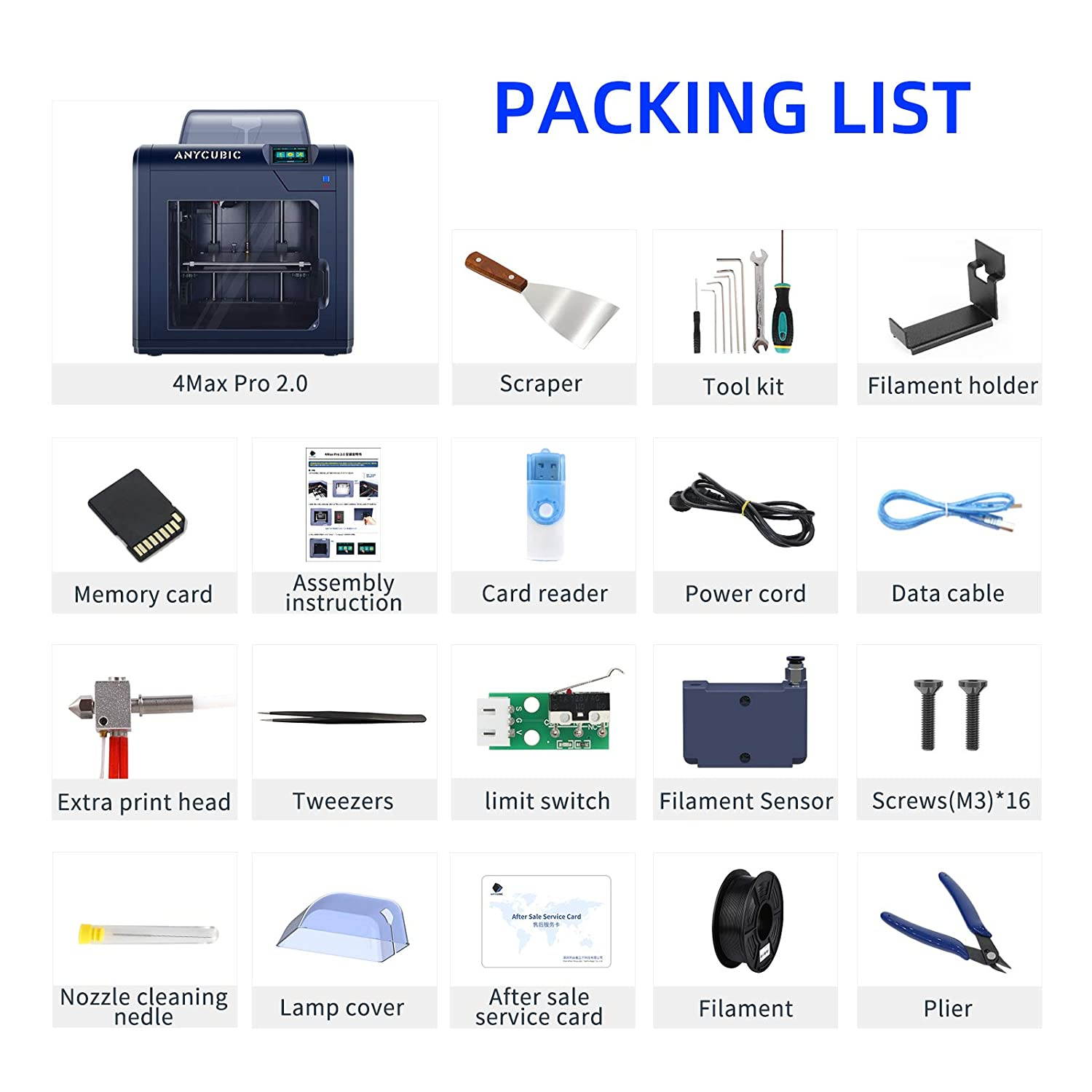 ANYCUBIC 3D Printer, 4Max Pro 2.0 Upgraded Metal FDM 3D Printer, Fully Enclosed, TFT Touchscreen, Ultra-Silent, Works with ABS/TPU/PLA/Hips Filament, 10.63''(L) x 8.27''(W) x 7.48''(H) Printing Size