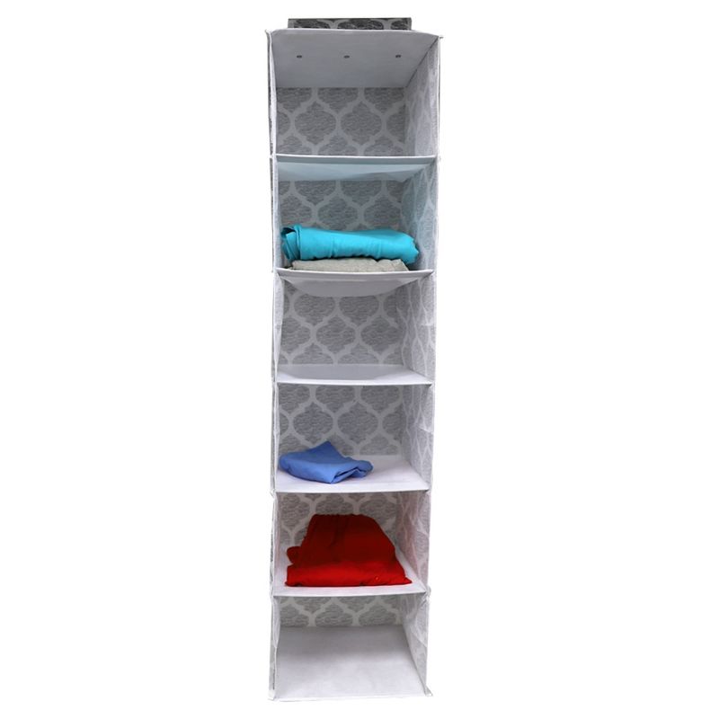 Home Basics Arabesque 6 Shelf Non-woven Hanging Closet Organizer, Grey