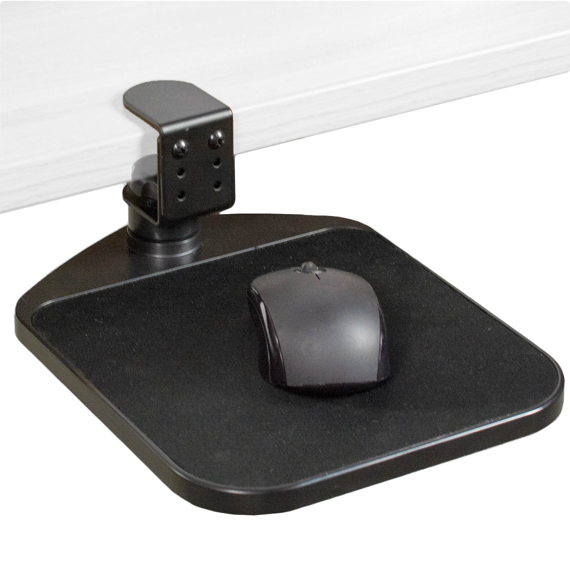 VIVO Black Desk Clamp Adjustable Computer Mouse Pad and Device Holder Extended Rotating Platform Tray (MOUNT-MS01A)