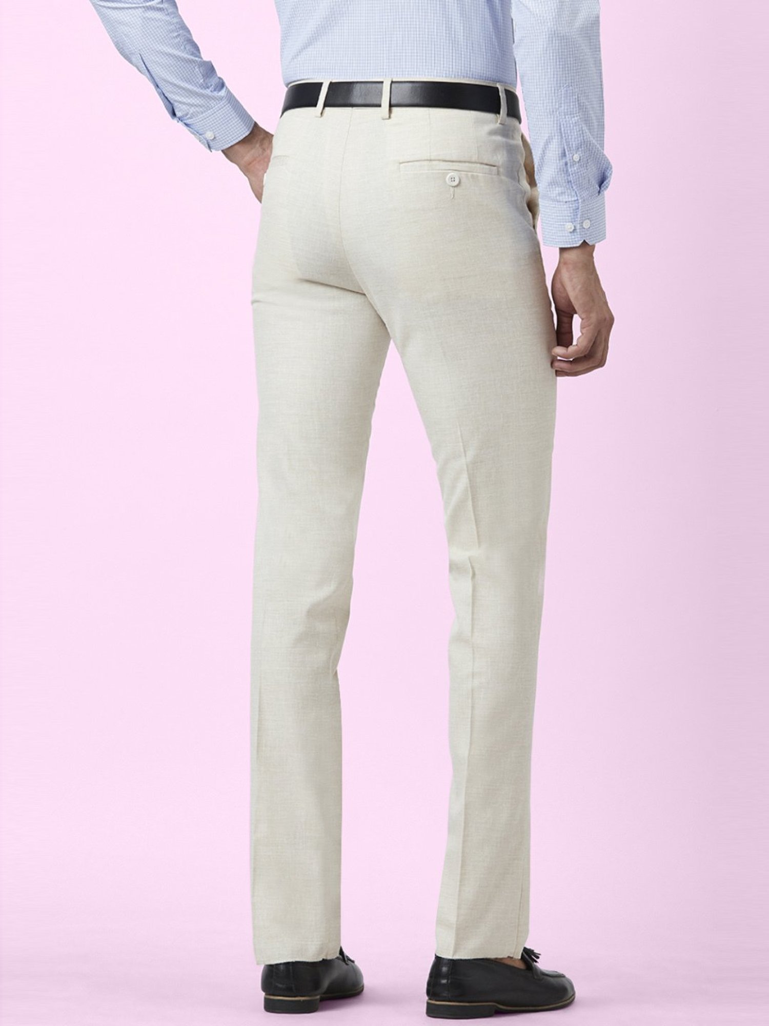 Byford by Pantaloons Ivory Slim Fit Trousers