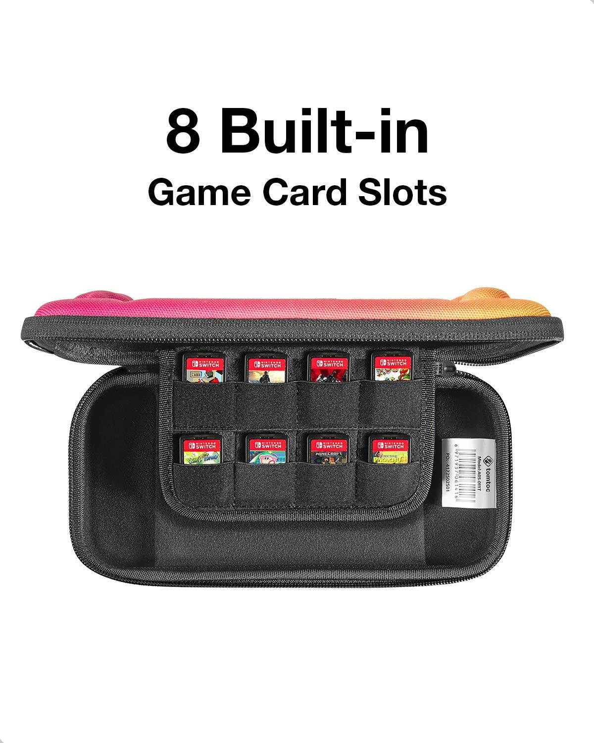 tomtoc Slim Carry Case for Nintendo Switch Lite, Protective Portable Carrying Cases with [Original Patent], Travel Storage Hard Shell with 8 Game Cartridges and Military Level Protection