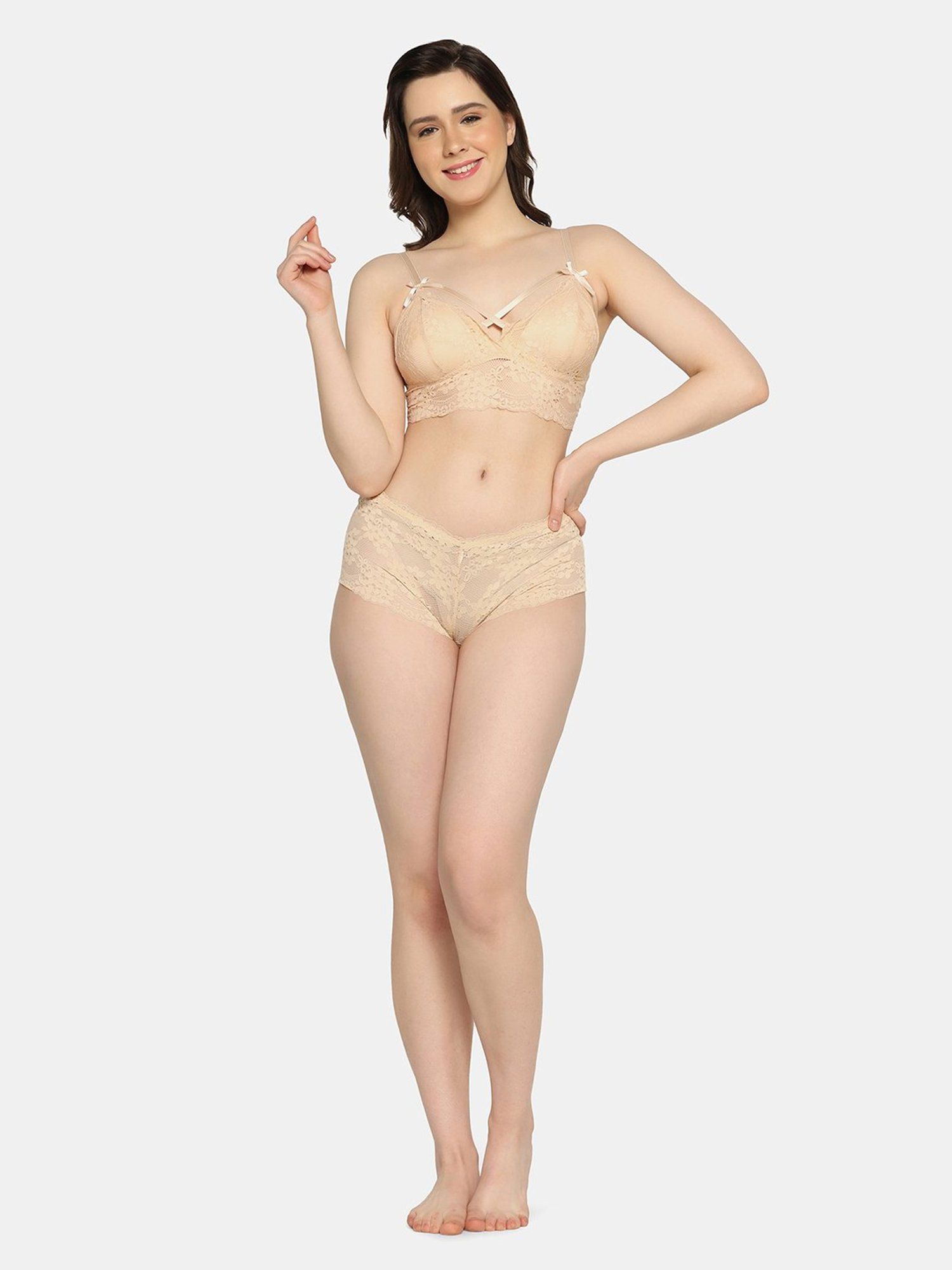 Da Intimo Beige Lace Bra & Panty Set