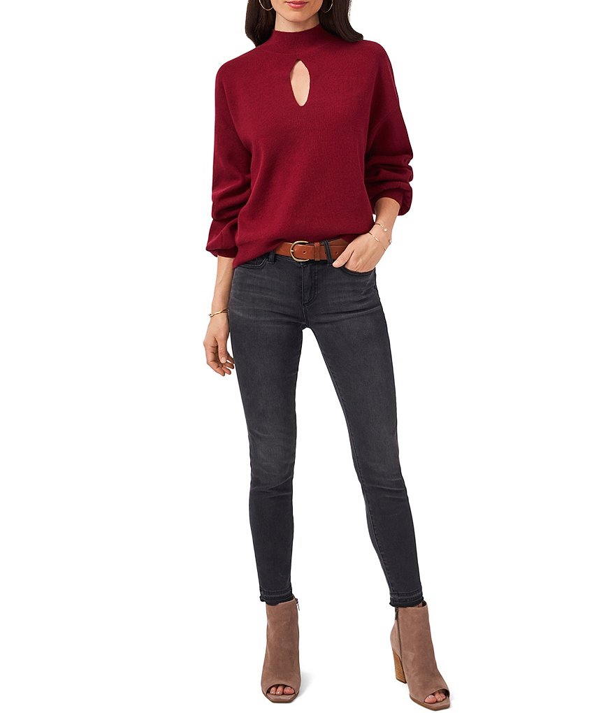 Alex Marie Rosa 3/4 Sleeve Button Front Round Neck Cardigan