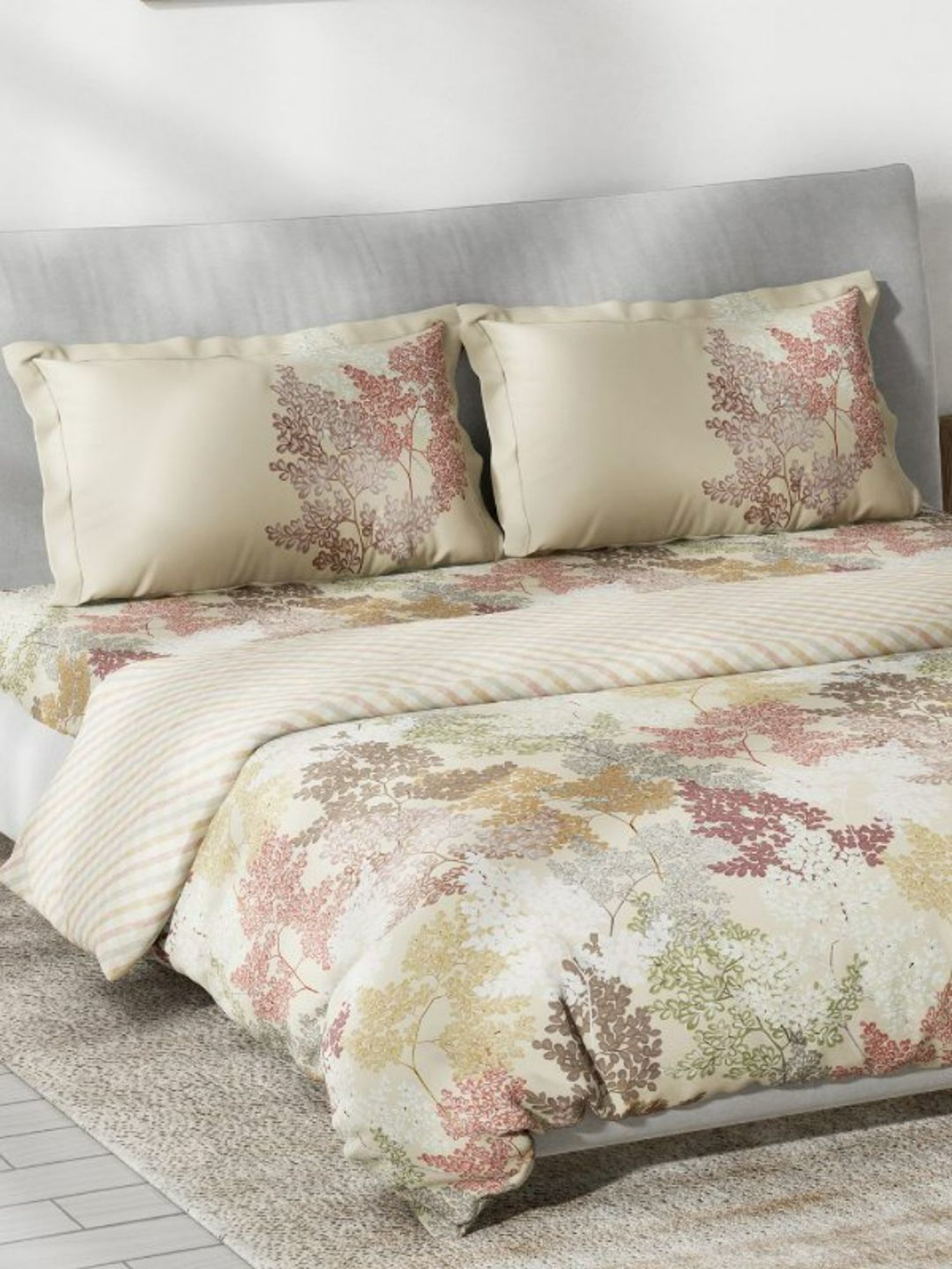 DDecor Angelic Floral Beige 145 TC Cotton Bed Linen Set