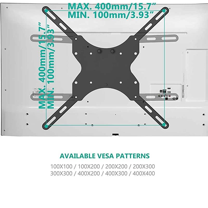 TV Ceiling Mount Adjustable Bracket Fits Most LED LCD OLED and Plasma Flat Screen Display 26 to 65 Inch up to 110 Lbs VESA 400x400mm CM2665 Black by